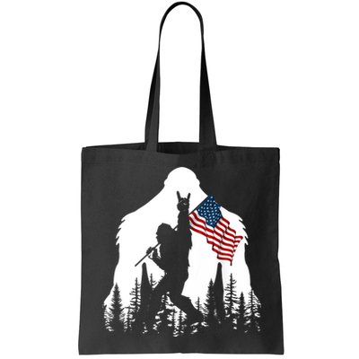 Bigfoot Rock On Hold American Flag Sasquatch Believers Bag