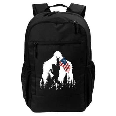Bigfoot Rock On Hold American Flag Sasquatch Believers Backpack