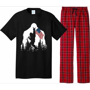 Bigfoot Rock On Hold American Flag Sasquatch Believers Pajama Set