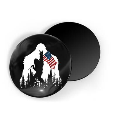 Bigfoot Rock On Hold American Flag Sasquatch Believers Magnet
