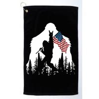 Bigfoot Rock On Hold American Flag Sasquatch Believers Golf Towel