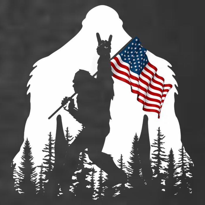 Bigfoot Rock On Hold American Flag Sasquatch Believers Premium T-Shirt
