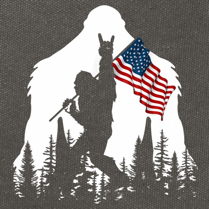 Bigfoot Rock On Hold American Flag Sasquatch Believers Cotton Canvas Backpack