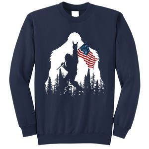 Bigfoot Rock On Hold American Flag Sasquatch Believers Sweatshirt