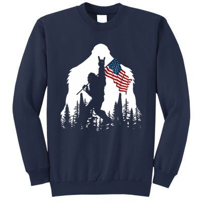 Bigfoot Rock On Hold American Flag Sasquatch Believers Sweatshirt