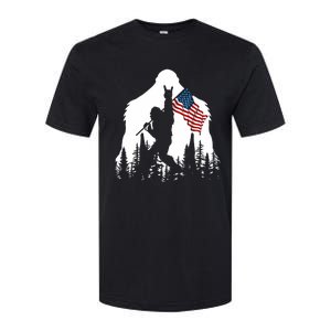 Bigfoot Rock On Hold American Flag Sasquatch Believers Softstyle CVC T-Shirt