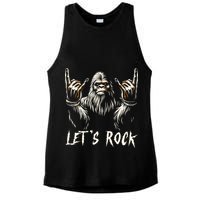 Bigfoot Rock On Funny Sasquatch Rock And Roll LetS Rock Ladies PosiCharge Tri-Blend Wicking Tank