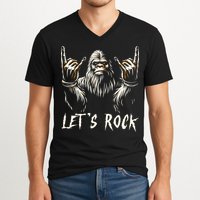 Bigfoot Rock On Funny Sasquatch Rock And Roll LetS Rock V-Neck T-Shirt