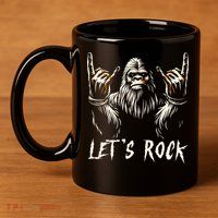 Bigfoot Rock On Funny Sasquatch Rock And Roll LetS Rock 11oz C Handle Ceramic Mug
