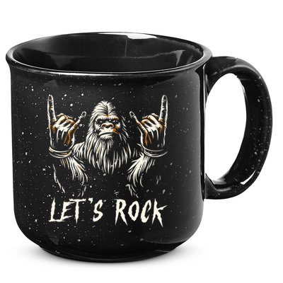 Bigfoot Rock On Funny Sasquatch Rock And Roll LetS Rock 15oz Campfire Ceramic Mug