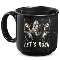 Bigfoot Rock On Funny Sasquatch Rock And Roll LetS Rock 15oz Campfire Ceramic Mug