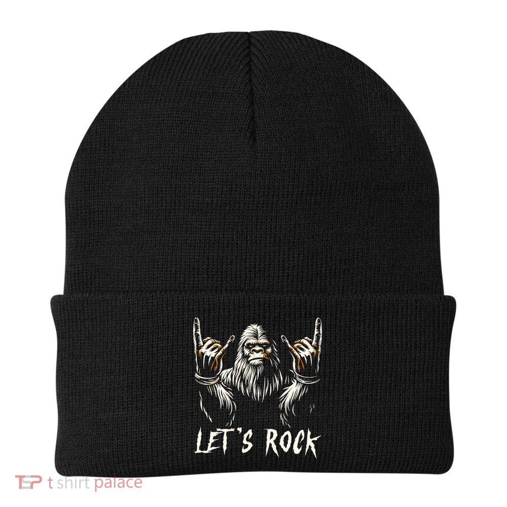 Bigfoot Rock On Funny Sasquatch Rock And Roll LetS Rock Beanie