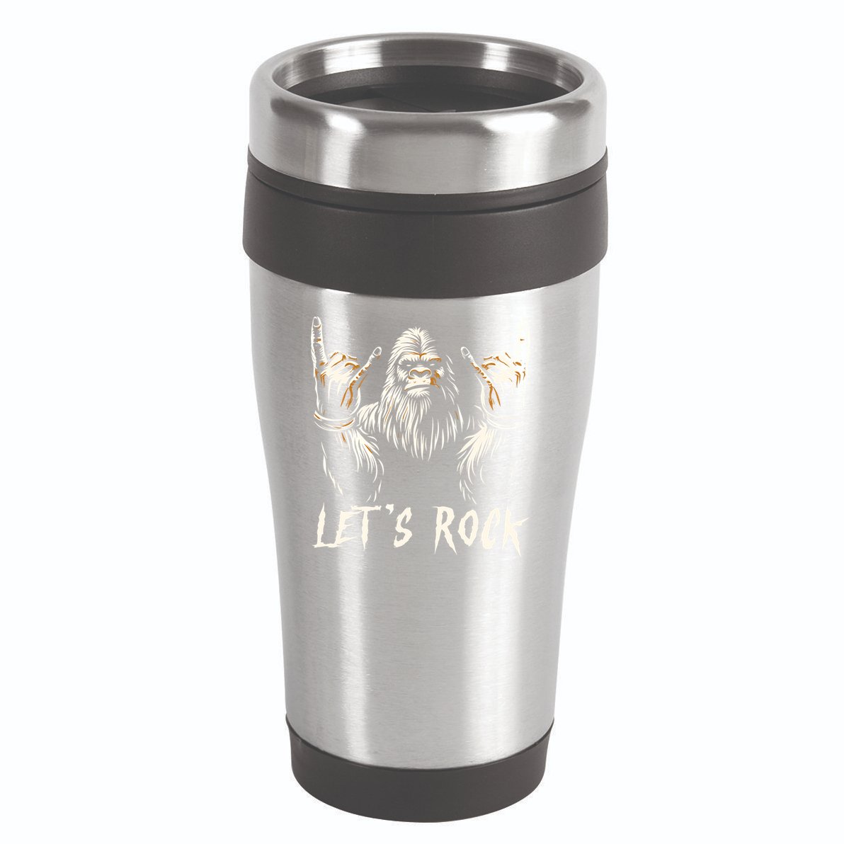 Bigfoot Rock On Funny Sasquatch Rock And Roll LetS Rock 16oz Travel Tumbler