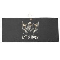 Bigfoot Rock On Funny Sasquatch Rock And Roll LetS Rock Large Microfiber Waffle Golf Towel