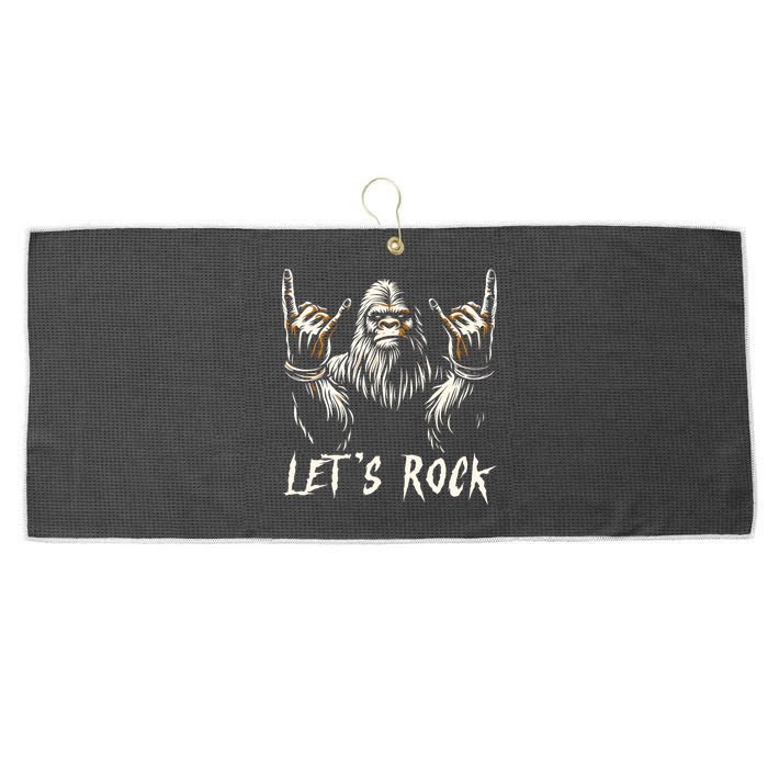 Bigfoot Rock On Funny Sasquatch Rock And Roll LetS Rock Large Microfiber Waffle Golf Towel