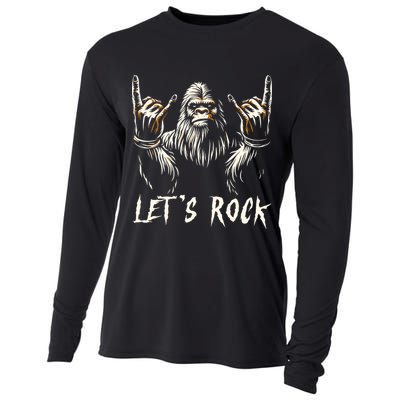 Bigfoot Rock On Funny Sasquatch Rock And Roll LetS Rock Cooling Performance Long Sleeve Crew