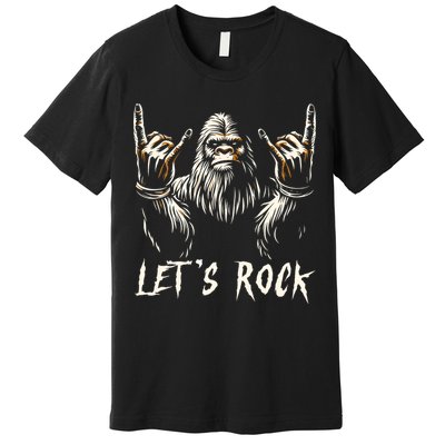 Bigfoot Rock On Funny Sasquatch Rock And Roll LetS Rock Premium T-Shirt
