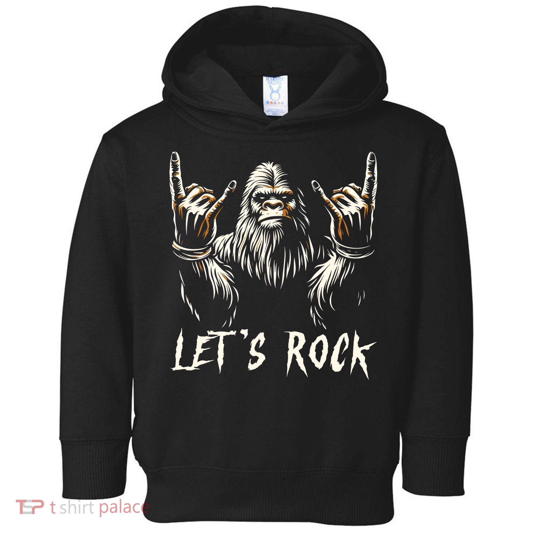 Bigfoot Rock On Funny Sasquatch Rock And Roll LetS Rock Toddler Hoodie