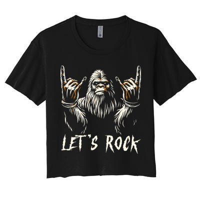 Bigfoot Rock On Funny Sasquatch Rock And Roll LetS Rock Crop Top