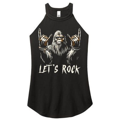 Bigfoot Rock On Funny Sasquatch Rock And Roll LetS Rock Women's Perfect Tri Rocker Tank
