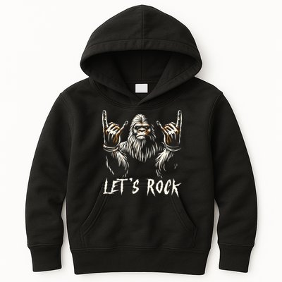 Bigfoot Rock On Funny Sasquatch Rock And Roll LetS Rock Kids Hoodie