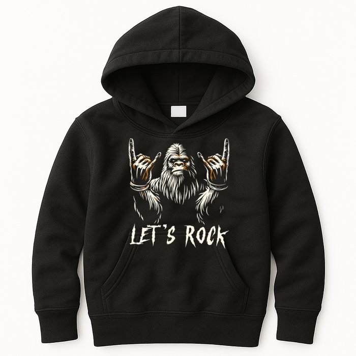 Bigfoot Rock On Funny Sasquatch Rock And Roll LetS Rock Kids Hoodie