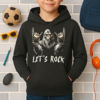 Bigfoot Rock On Funny Sasquatch Rock And Roll LetS Rock Kids Hoodie