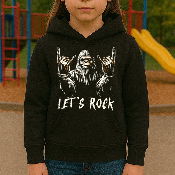 Bigfoot Rock On Funny Sasquatch Rock And Roll LetS Rock Kids Hoodie