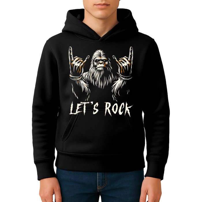 Bigfoot Rock On Funny Sasquatch Rock And Roll LetS Rock Kids Hoodie