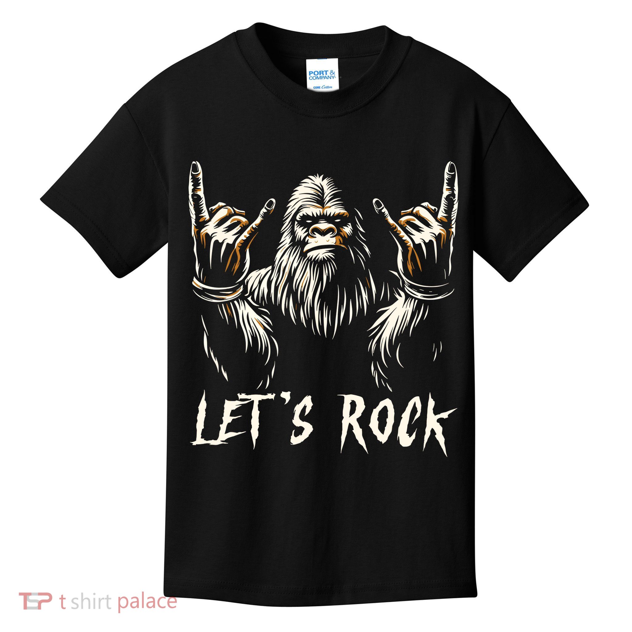 Bigfoot Rock On Funny Sasquatch Rock And Roll LetS Rock Kids T-Shirt
