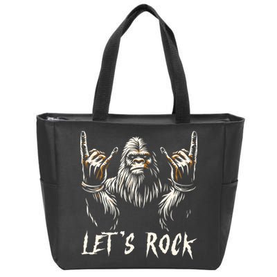 Bigfoot Rock On Funny Sasquatch Rock And Roll LetS Rock Zip Tote Bag