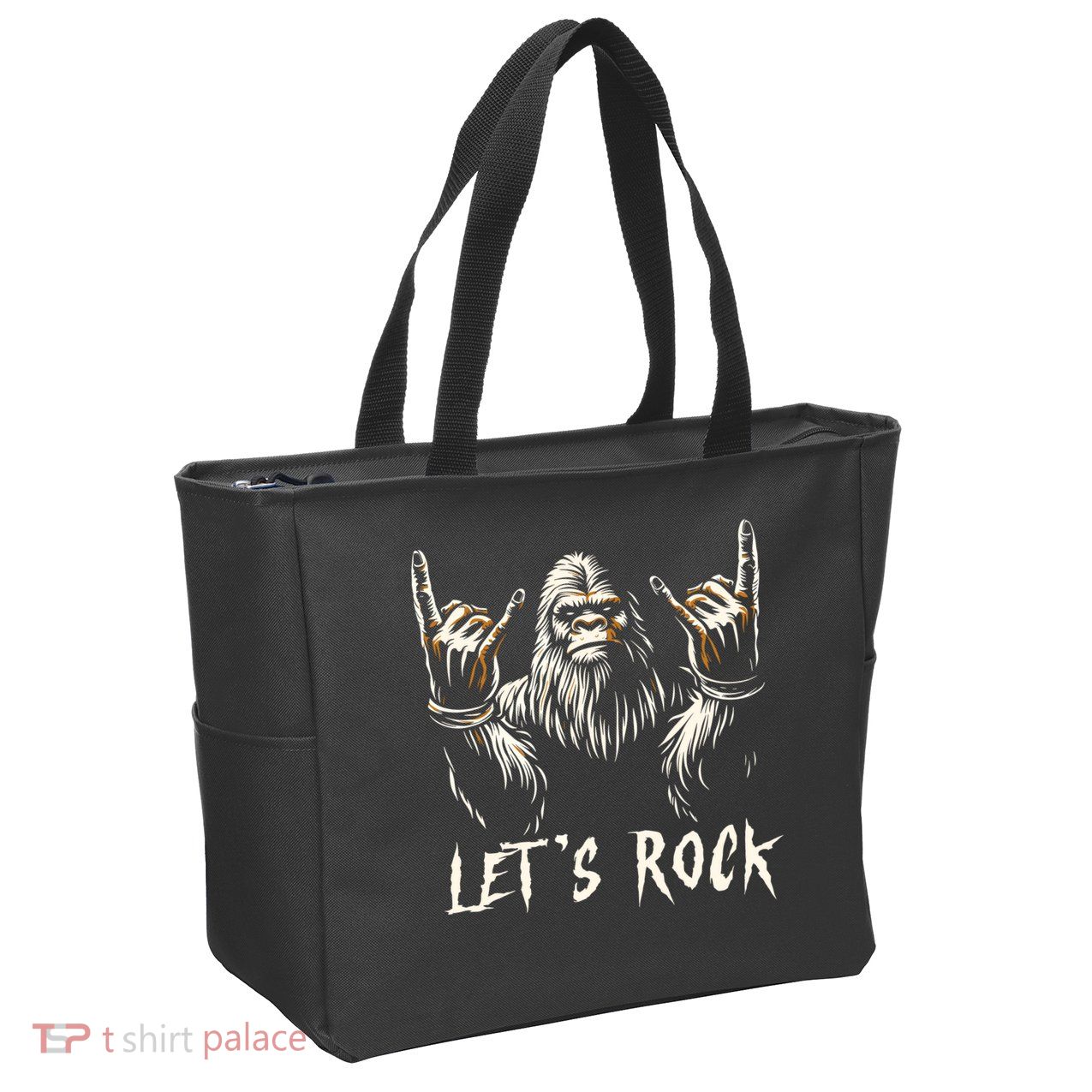 Bigfoot Rock On Funny Sasquatch Rock And Roll LetS Rock Zip Tote Bag