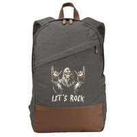 Bigfoot Rock On Funny Sasquatch Rock And Roll LetS Rock Cotton Canvas Backpack