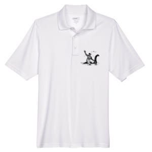 Bigfoot Riding On Nessie Lochness Cowboy Yeti Men's Origin Performance Pique Polo