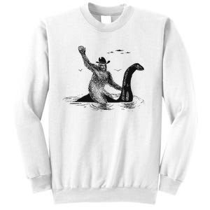 Bigfoot Riding On Nessie Lochness Cowboy Yeti Sweatshirt