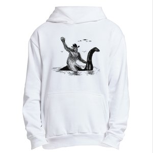 Bigfoot Riding On Nessie Lochness Cowboy Yeti Urban Pullover Hoodie