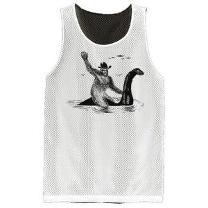 Bigfoot Riding On Nessie Lochness Cowboy Yeti Mesh Reversible Basketball Jersey Tank