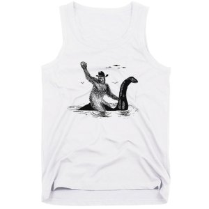 Bigfoot Riding On Nessie Lochness Cowboy Yeti Tank Top