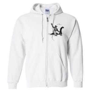 Bigfoot Riding On Nessie Lochness Cowboy Yeti Full Zip Hoodie