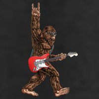 Bigfoot Rock On Guitar 7 Panel Mesh Trucker Snapback Hat