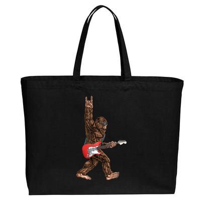 Bigfoot Rock On Guitar Cotton Canvas Jumbo Tote