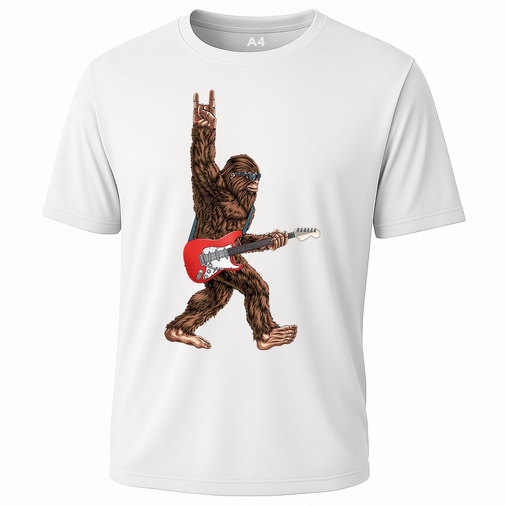 Bigfoot Rock On Guitar Cooling Performance Crew T-Shirt