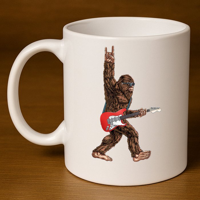Bigfoot Rock On Guitar 11oz C Handle Ceramic Mug
