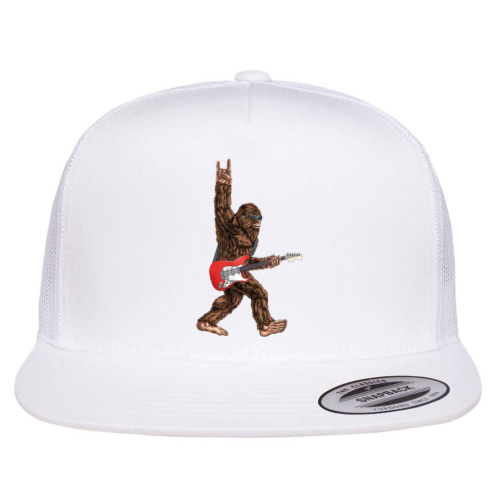 Bigfoot Rock On Guitar Flat Bill Trucker Hat