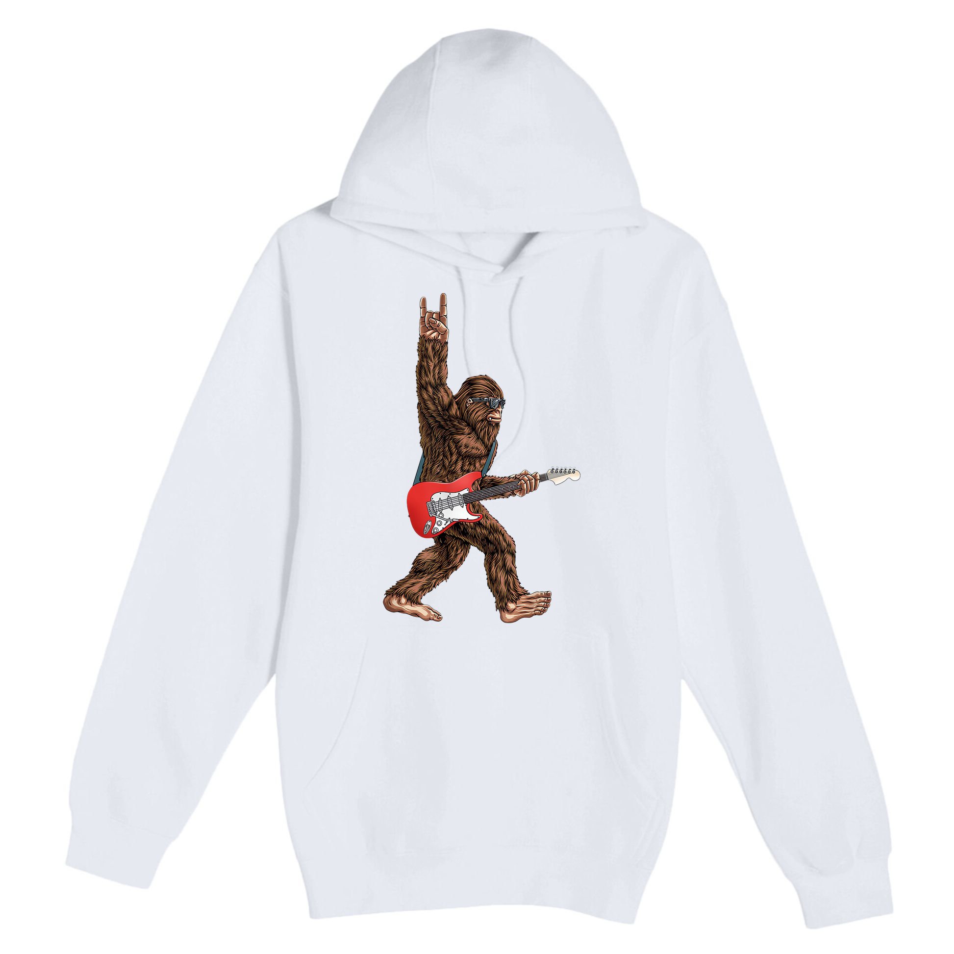 Bigfoot Rock On Guitar Premium Pullover Hoodie
