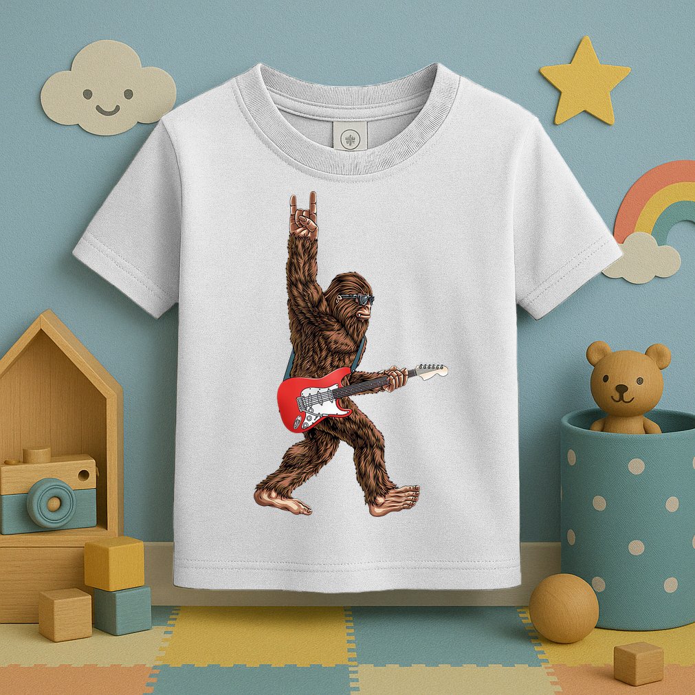 Bigfoot Rock On Guitar Toddler T-Shirt