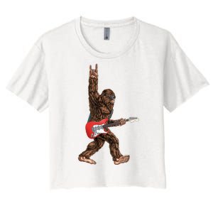 Bigfoot Rock On Guitar Women's Crop Top Tee