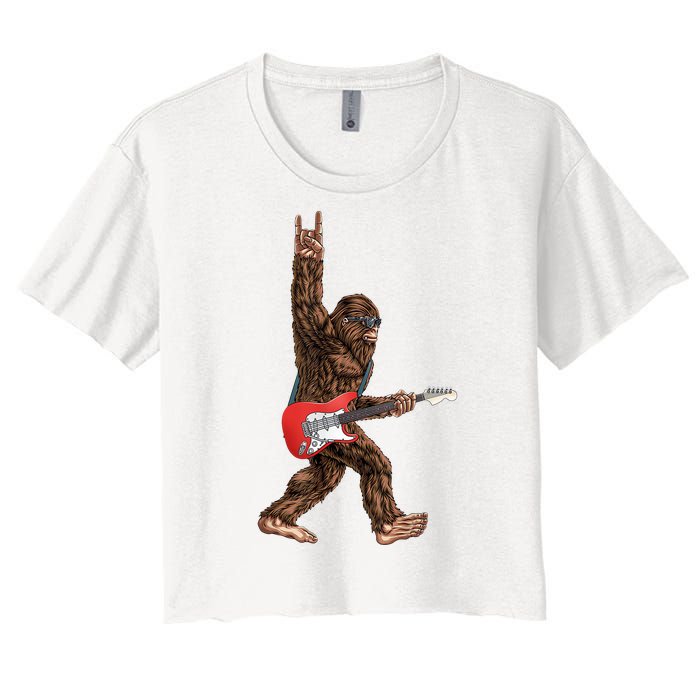 Bigfoot Rock On Guitar Women's Crop Top Tee