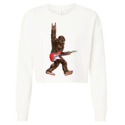 Bigfoot Rock On Guitar Cropped Pullover Crew