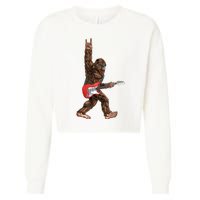 Bigfoot Rock On Guitar Cropped Pullover Crew